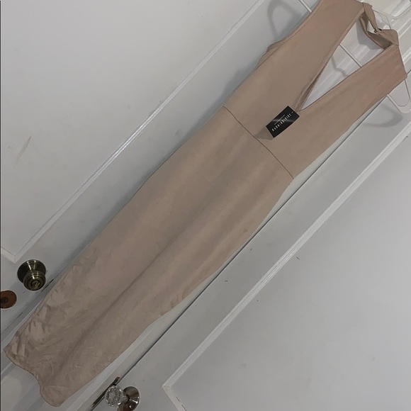 Nude Suede High Split Dress - Picture 4 of 5